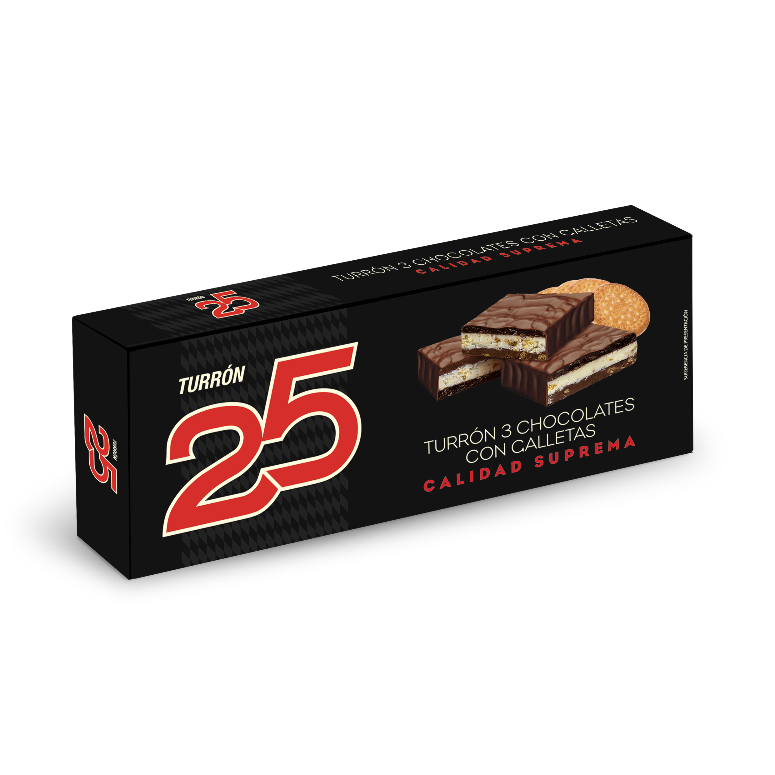 Turrón 3 chocolates con galletas 150g