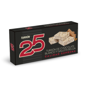 Turrón de chocolate blanco con galleta belga calidad suprema